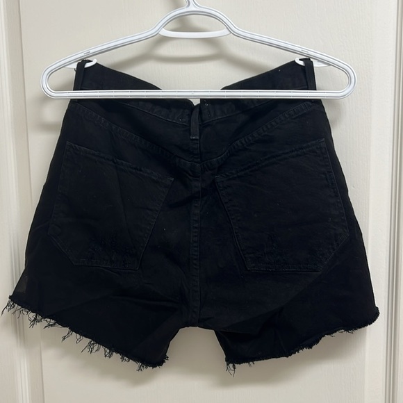 AGOLDE Black Denim Distressed High Waisted Shorts | Size 27 - Picture 5 of 8